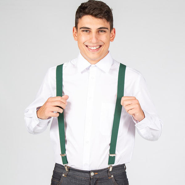Suspensórios com Pinças Ap. Couro Castanho-Verde - 118-Único-RAG-Tailors-Fardas-e-Uniformes-Vestuario-Pro