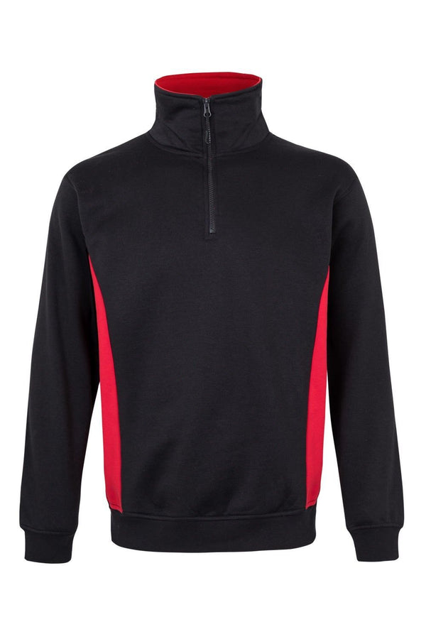 SweatShirt Bicolor c\meio fecho-Prt/Verm-XS-RAG-Tailors-Fardas-e-Uniformes-Vestuario-Pro