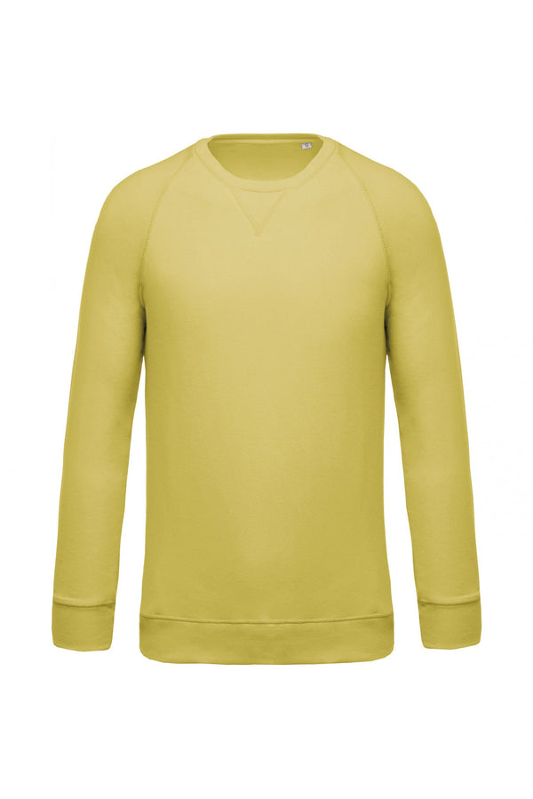 Sweatshirt BIO de homem com decote redondo e mangas raglan-Lemon Yellow-S-RAG-Tailors-Fardas-e-Uniformes-Vestuario-Pro