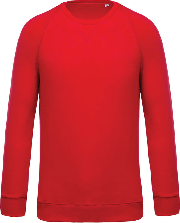 Sweatshirt BIO de homem com decote redondo e mangas raglan-Vermelho-S-RAG-Tailors-Fardas-e-Uniformes-Vestuario-Pro