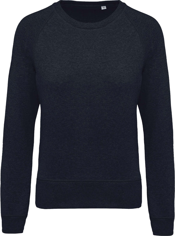 Sweatshirt BIO de senhora com decote redondo e mangas raglan-French Azul Marinho Heather-XS-RAG-Tailors-Fardas-e-Uniformes-Vestuario-Pro
