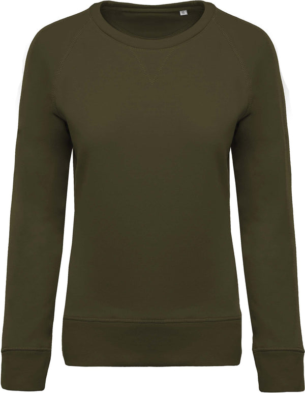 Sweatshirt BIO de senhora com decote redondo e mangas raglan-Mossy Verde-XS-RAG-Tailors-Fardas-e-Uniformes-Vestuario-Pro