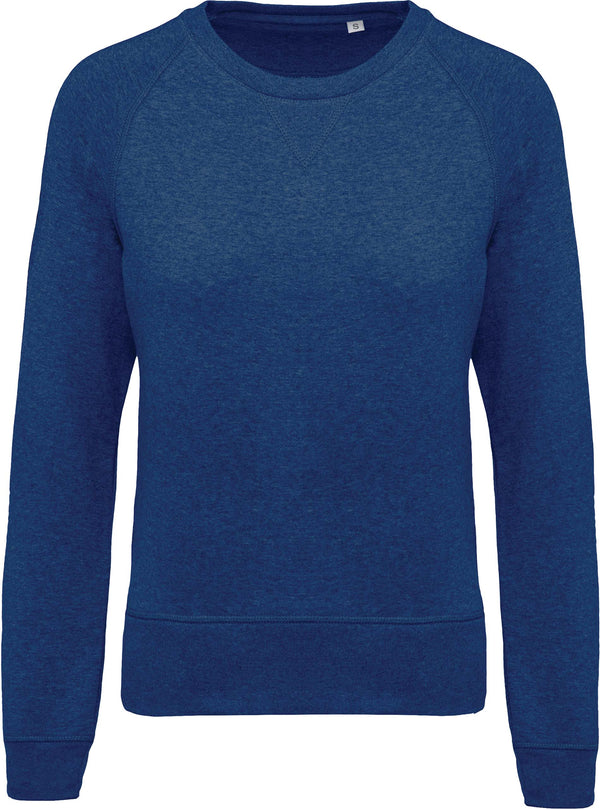 Sweatshirt BIO de senhora com decote redondo e mangas raglan-Ocean Azul Heather-XS-RAG-Tailors-Fardas-e-Uniformes-Vestuario-Pro