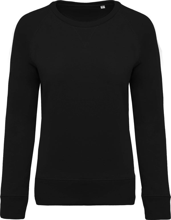 Sweatshirt BIO de senhora com decote redondo e mangas raglan-Preto-XS-RAG-Tailors-Fardas-e-Uniformes-Vestuario-Pro
