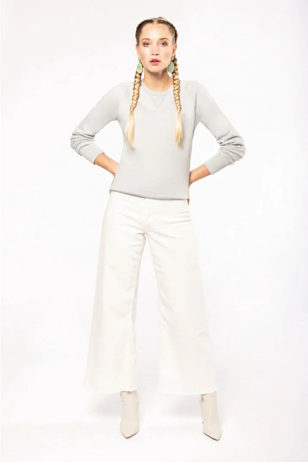 Sweatshirt BIO de senhora com decote redondo e mangas raglan-RAG-Tailors-Fardas-e-Uniformes-Vestuario-Pro