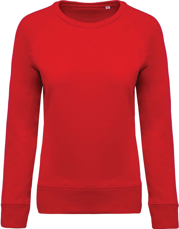 Sweatshirt BIO de senhora com decote redondo e mangas raglan-Vermelho-XS-RAG-Tailors-Fardas-e-Uniformes-Vestuario-Pro