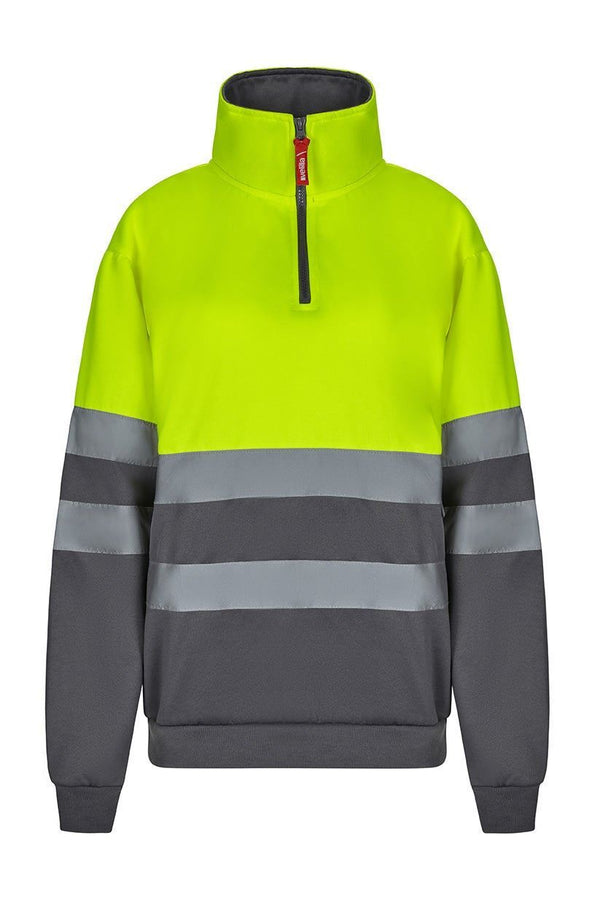 Sweatshirt Bicolor com Fecho-Ecler de Alta Visibilidade-Amarelo/Cinza-S-RAG-Tailors-Fardas-e-Uniformes-Vestuario-Pro