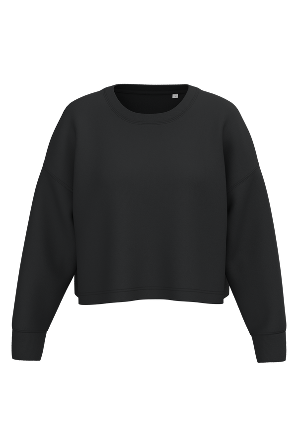 Sweatshirt Curta Decote Redondo Mulher-Preto-2XS-RAG-Tailors-Fardas-e-Uniformes-Vestuario-Pro