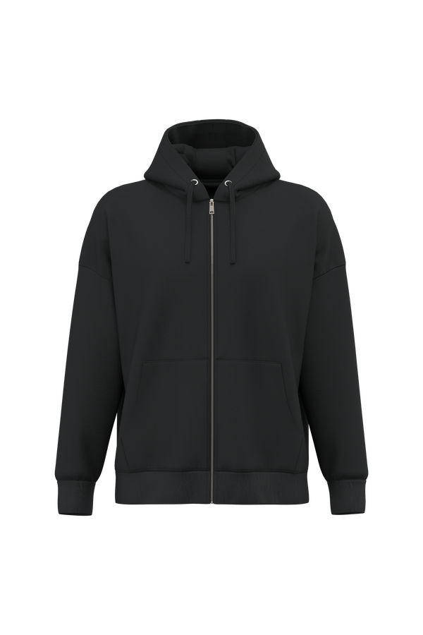Sweatshirt Eco-responsável com Fecho e Capuz Oversize Unissexo-Preto-XS-RAG-Tailors-Fardas-e-Uniformes-Vestuario-Pro