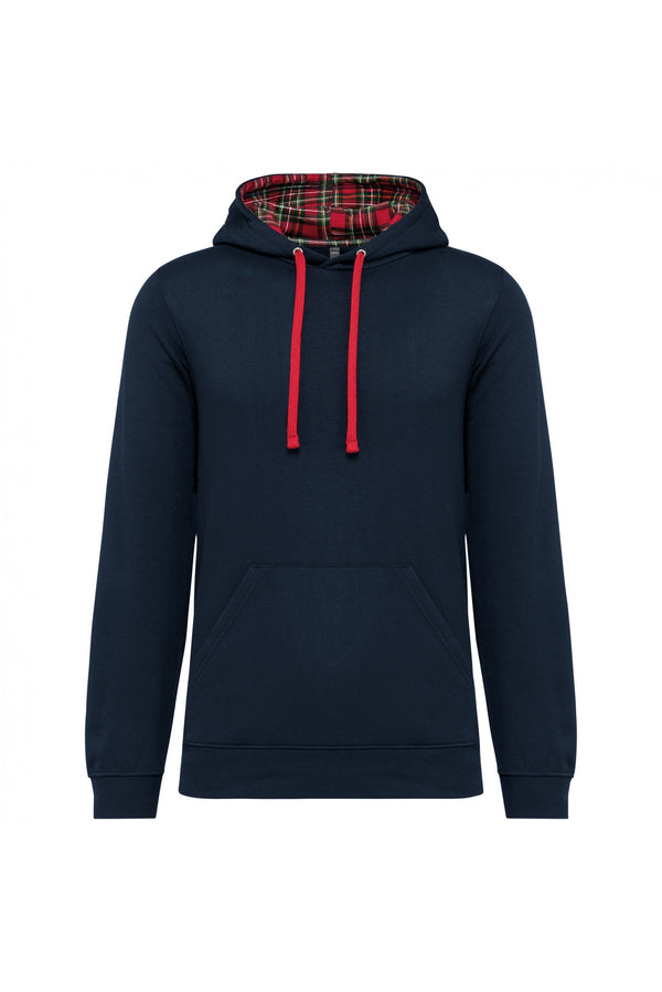 Sweatshirt c/capuz em contraste estampado unissexo-Azul/Vermelho-XS-RAG-Tailors-Fardas-e-Uniformes-Vestuario-Pro