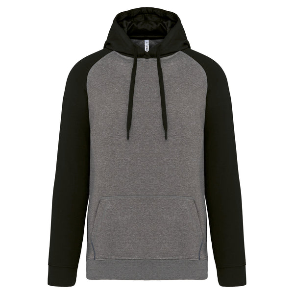 Sweatshirt com capuz bicolor de adulto-Grey Heather / Black-XS-RAG-Tailors-Fardas-e-Uniformes-Vestuario-Pro
