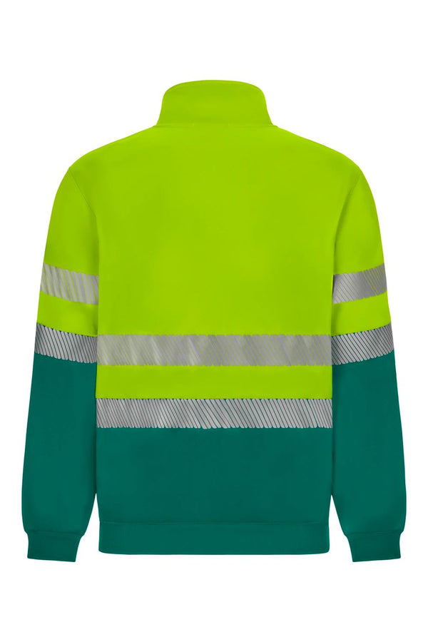 Sweatshirt de Alta Visibilidade Reciclada Bicolor com Fecho Central e Faixas Segmentadas-RAG-Tailors-Fardas-e-Uniformes-Vestuario-Pro
