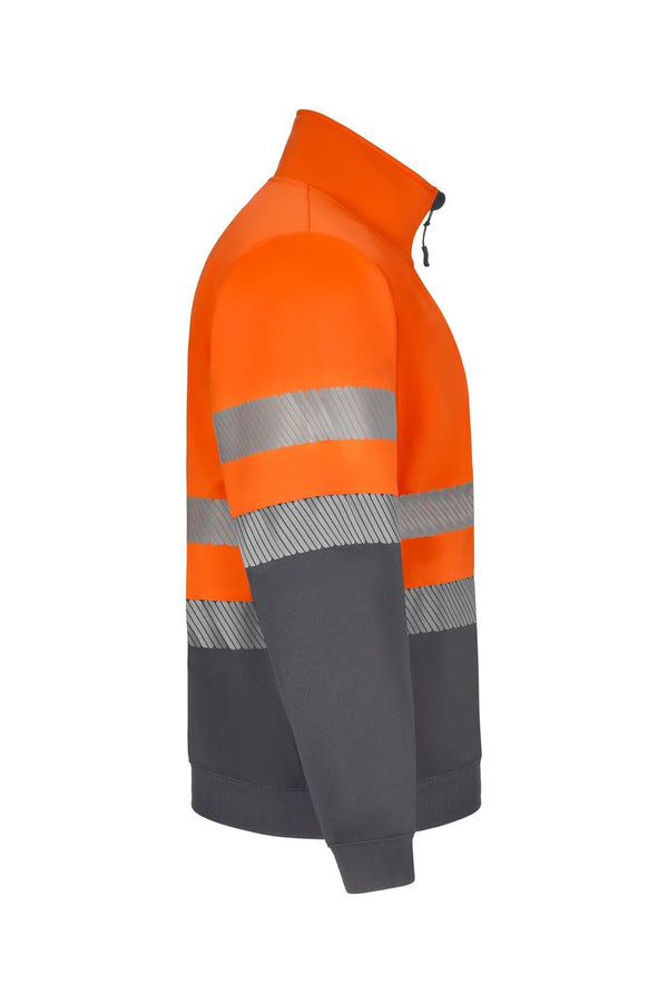 Sweatshirt de Alta Visibilidade Reciclada Bicolor com Fecho Central e Faixas Segmentadas-RAG-Tailors-Fardas-e-Uniformes-Vestuario-Pro