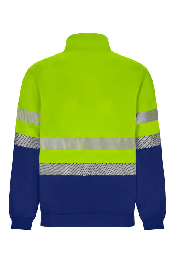 Sweatshirt de Alta Visibilidade Reciclada Bicolor com Fecho Central e Faixas Segmentadas-RAG-Tailors-Fardas-e-Uniformes-Vestuario-Pro