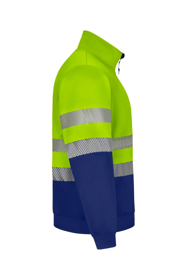 Sweatshirt de Alta Visibilidade Reciclada Bicolor com Fecho Central e Faixas Segmentadas-RAG-Tailors-Fardas-e-Uniformes-Vestuario-Pro