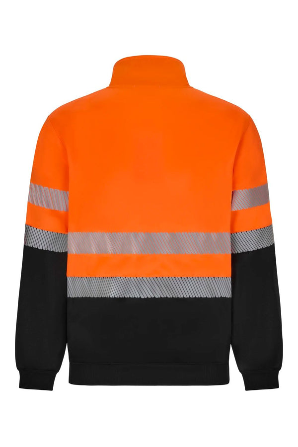 Sweatshirt de Alta Visibilidade Reciclada Bicolor com Fecho Central e Faixas Segmentadas-RAG-Tailors-Fardas-e-Uniformes-Vestuario-Pro