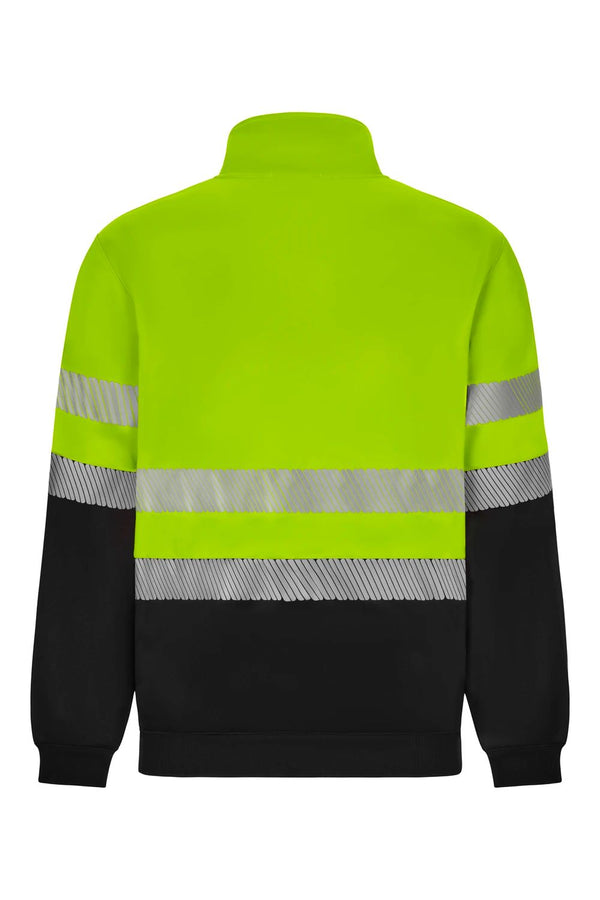 Sweatshirt de Alta Visibilidade Reciclada Bicolor com Fecho Central e Faixas Segmentadas-RAG-Tailors-Fardas-e-Uniformes-Vestuario-Pro