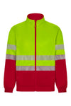 Sweatshirt de Alta Visibilidade Reciclada Bicolor com Fecho Central e Faixas Segmentadas-Vermelho/amarelo Fluorescente - 12/20-XS-RAG-Tailors-Fardas-e-Uniformes-Vestuario-Pro