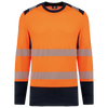 Sweatshirt de Alta Visibilidade em Material Reciclado Decote Redondo Unissexo-Laranja Hi Viz / Azul Marinho-XS-RAG-Tailors-Fardas-e-Uniformes-Vestuario-Pro