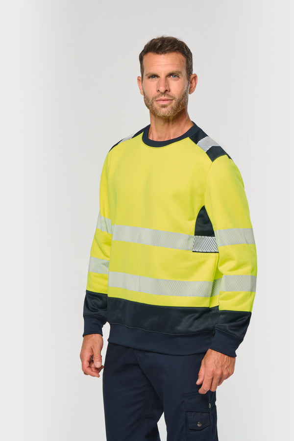 Sweatshirt de Alta Visibilidade em Material Reciclado Decote Redondo Unissexo-RAG-Tailors-Fardas-e-Uniformes-Vestuario-Pro