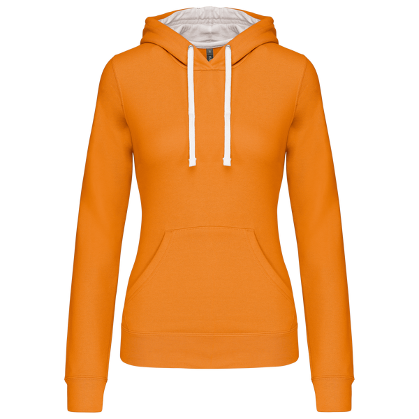 Sweatshirt de Senhora com Capuz em Contraste-Laranja / Branco-XS-RAG-Tailors-Fardas-e-Uniformes-Vestuario-Pro