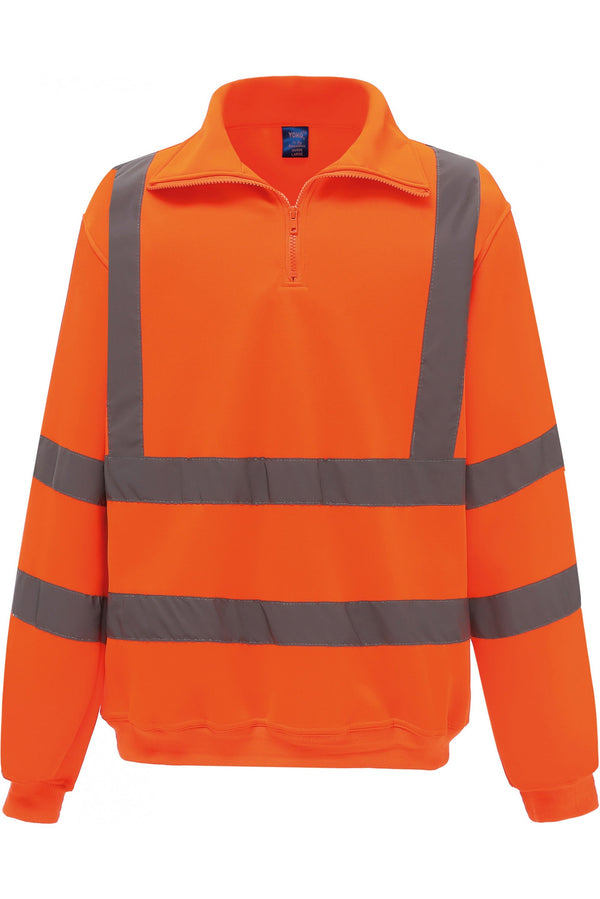 Sweatshirt meio fecho de alta visibilidade-Hi Vis Laranja-S-RAG-Tailors-Fardas-e-Uniformes-Vestuario-Pro
