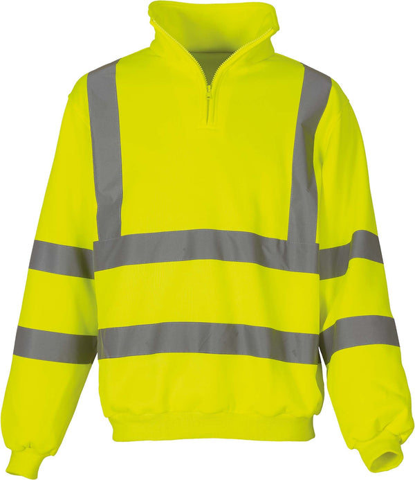 Sweatshirt meio fecho de alta visibilidade-Hi Vis Amarelo-S-RAG-Tailors-Fardas-e-Uniformes-Vestuario-Pro