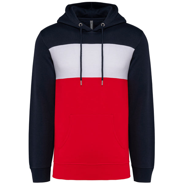 Sweatshirt rugby tricolor com capuz unissexo-Navy / White / Red-XS-RAG-Tailors-Fardas-e-Uniformes-Vestuario-Pro