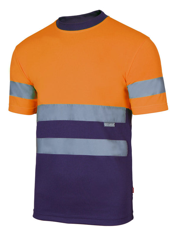 T-SHIRT TÉCNICA BICOLOR DE ALTA VISIBILIDADE-AZUL MARINHO/LARANJA FLUORESCENTE - 01/19-S-RAG-Tailors-Fardas-e-Uniformes-Vestuario-Pro