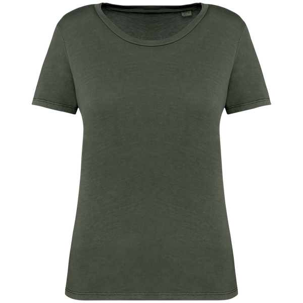 T-Shirt Aspecto Lavado Senhora Eco-Washed Organik Khaki-XS-RAG-Tailors-Fardas-e-Uniformes-Vestuario-Pro