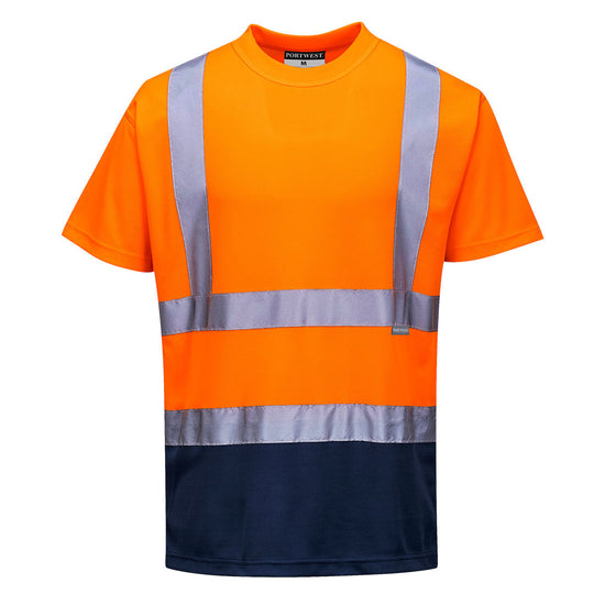 T-Shirt Bicolor-Laranja/Marinho-S-RAG-Tailors-Fardas-e-Uniformes-Vestuario-Pro