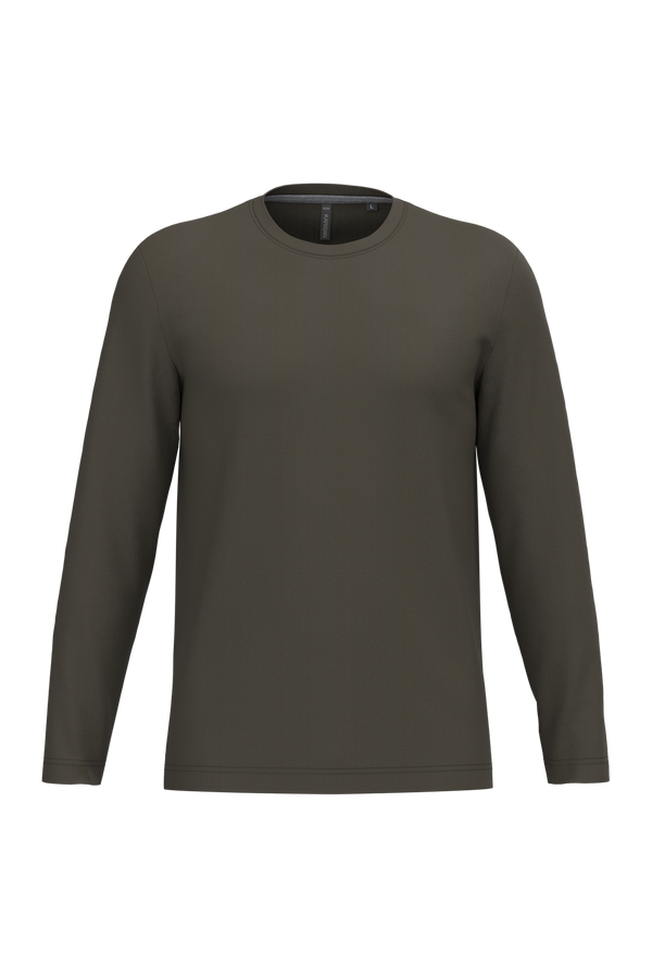 T-Shirt Homem m\comprida Algodão-Dark Khaki-S-RAG-Tailors-Fardas-e-Uniformes-Vestuario-Pro