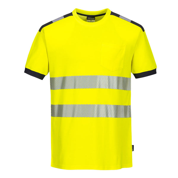T-Shirt PW3 de Alta Visibilidade Manga Curta-Amarelo/Cinzento-L-RAG-Tailors-Fardas-e-Uniformes-Vestuario-Pro