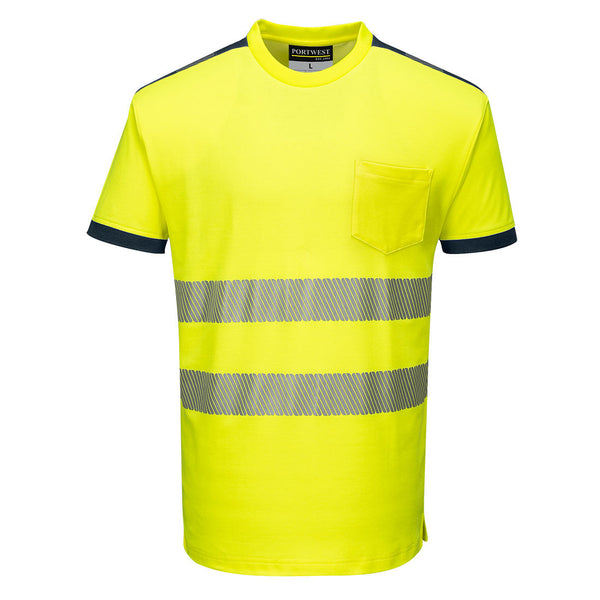 T-Shirt PW3 de Alta Visibilidade Manga Curta-Amarelo/Marinho-S-RAG-Tailors-Fardas-e-Uniformes-Vestuario-Pro