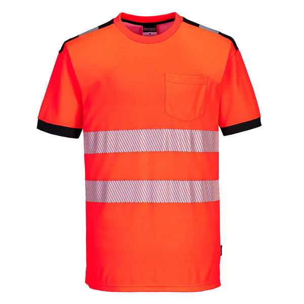 T-Shirt PW3 de Alta Visibilidade Manga Curta-Vermelho/Preto-4XL-RAG-Tailors-Fardas-e-Uniformes-Vestuario-Pro