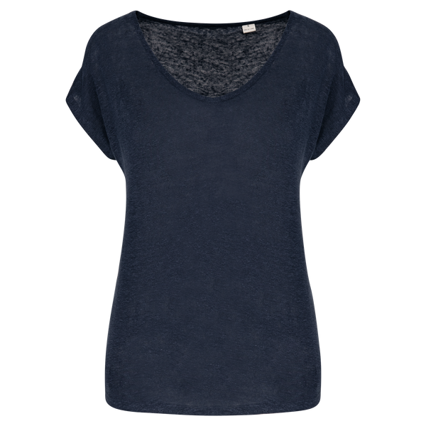 T-Shirt Senhora decote em V Linho Boston-Marinho-XS-RAG-Tailors-Fardas-e-Uniformes-Vestuario-Pro