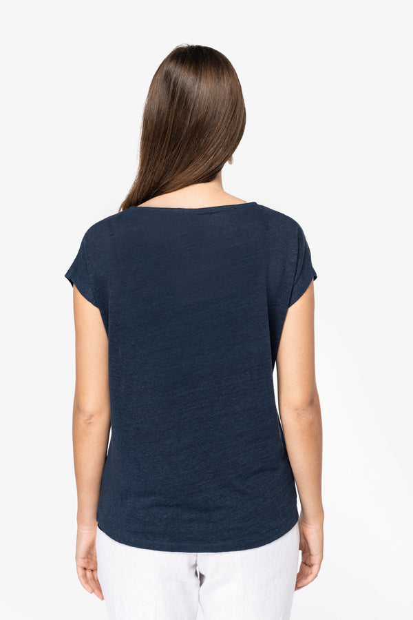 T-Shirt Senhora decote em V Linho Boston-RAG-Tailors-Fardas-e-Uniformes-Vestuario-Pro