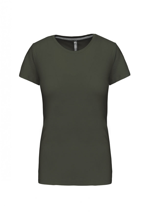 T-Shirt Senhora m\curta decote redondo-S-Khaki Escuro-RAG-Tailors-Fardas-e-Uniformes-Vestuario-Pro