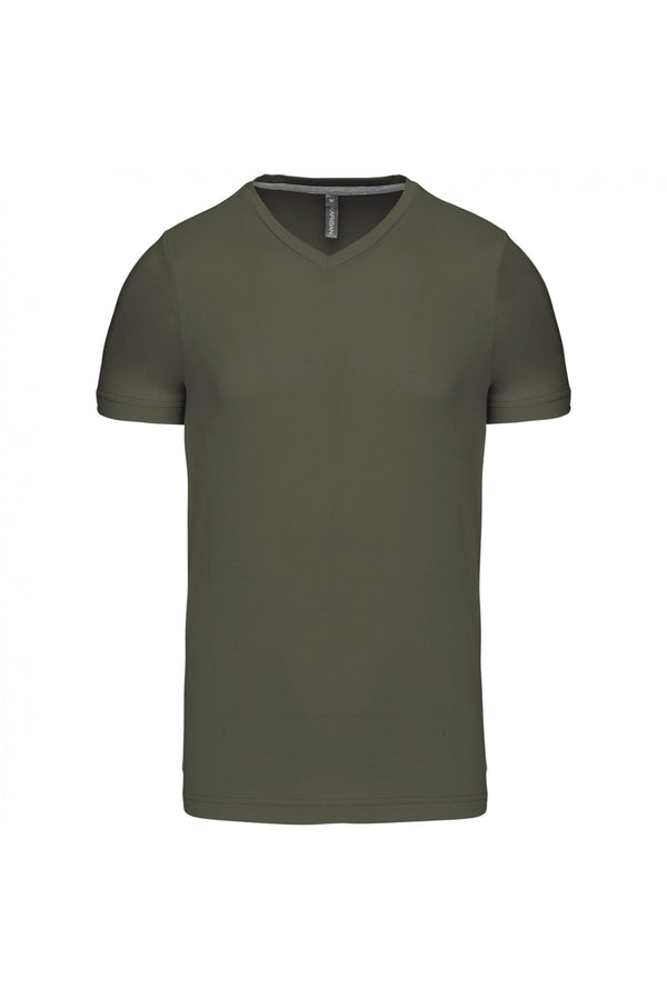 T-Shirt curta decote em V Atenas (1 de 2)-Dark Khaki-S-RAG-Tailors-Fardas-e-Uniformes-Vestuario-Pro