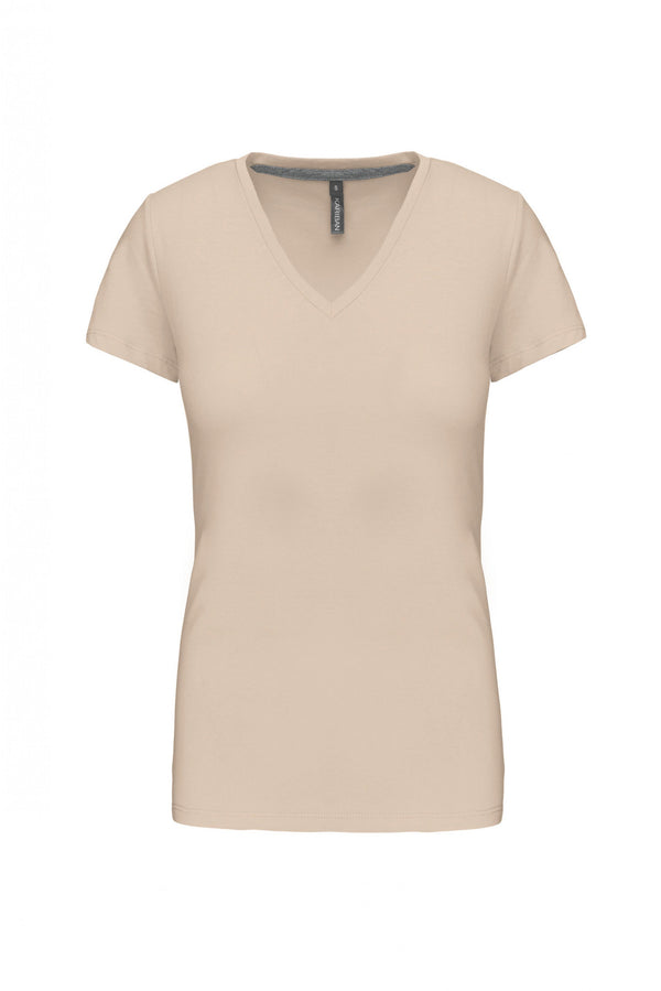 T-Shirt de Senhora Manga Curta Decote em V Atenas (1/2)-Light Sand-S-RAG-Tailors-Fardas-e-Uniformes-Vestuario-Pro