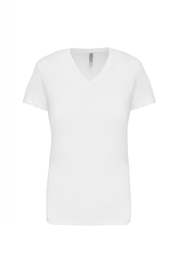 T-Shirt de Senhora Manga Curta Decote em V Atenas-Branco-S-RAG-Tailors-Fardas-e-Uniformes-Vestuario-Pro