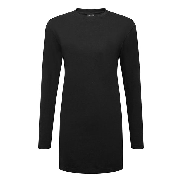 T-Shirt de algodão de corte descontraído de manga comprida para mulher-Preto-XXS-RAG-Tailors-Fardas-e-Uniformes-Vestuario-Pro