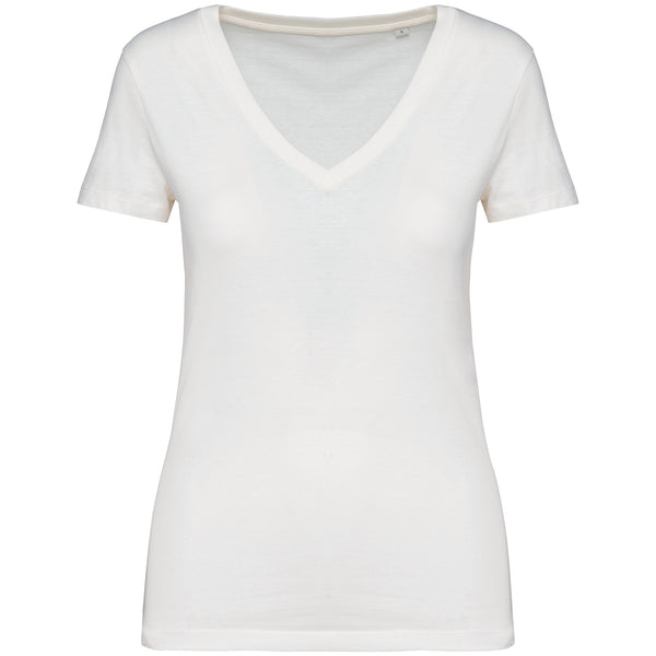 T-Shirt decote em V Senhora Nomada-Branco-XS-RAG-Tailors-Fardas-e-Uniformes-Vestuario-Pro