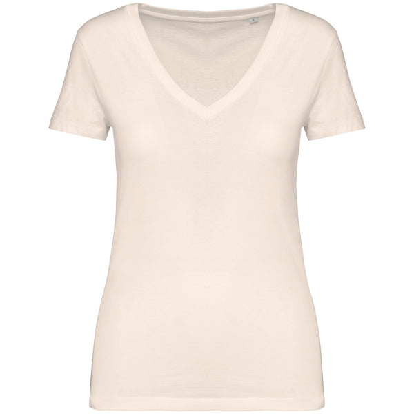 T-Shirt decote em V Senhora Nomada-Ivory-XS-RAG-Tailors-Fardas-e-Uniformes-Vestuario-Pro