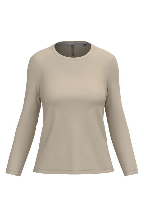 T-shirt Algodão Lavado m. comprida de senhora-Light Sand-XS-RAG-Tailors-Fardas-e-Uniformes-Vestuario-Pro