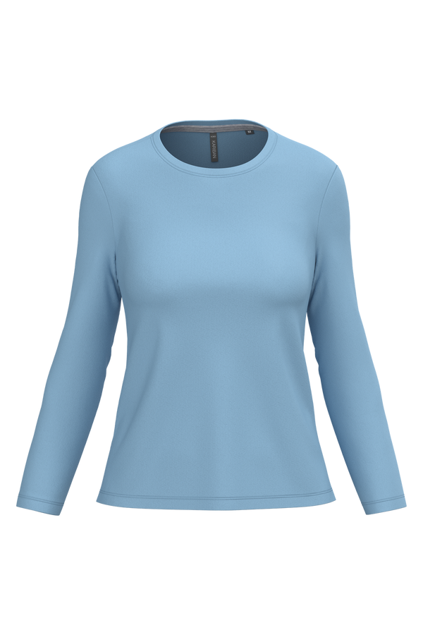 T-shirt Algodão Lavado m. comprida de senhora-Sky Blue-XS-RAG-Tailors-Fardas-e-Uniformes-Vestuario-Pro