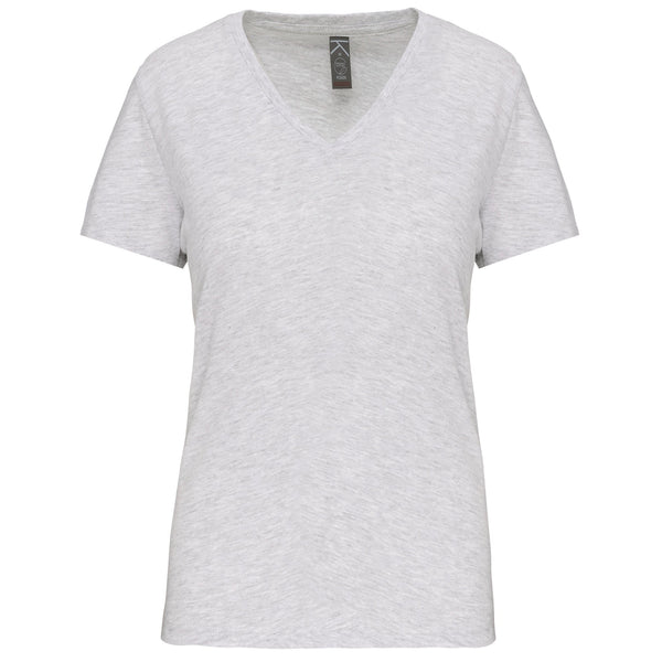 T-shirt BIO150IC de senhora decote V-Ash Heather-XS-RAG-Tailors-Fardas-e-Uniformes-Vestuario-Pro