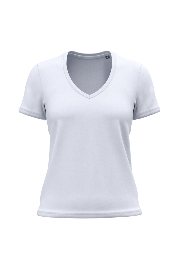 T-shirt Decote V Senhora Algodão Biológico-Branco-XS-RAG-Tailors-Fardas-e-Uniformes-Vestuario-Pro