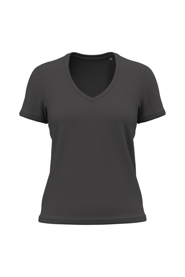 T-shirt Decote V Senhora Algodão Biológico-Cinzento Escuro-XS-RAG-Tailors-Fardas-e-Uniformes-Vestuario-Pro