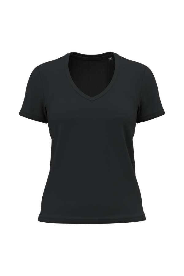 T-shirt Decote V Senhora Algodão Biológico-Preto-XS-RAG-Tailors-Fardas-e-Uniformes-Vestuario-Pro